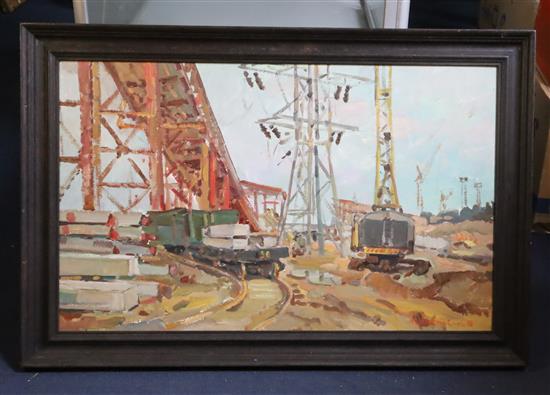 Nikolai Pavlovich Neklyuenko (1929-2011) Industrial scene 19 x 31cm